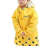 しあわせ倉庫 透明フード キッズ レインコート ポンチョ 子供 レインウェア 雨具 収納袋セット 男の子 女の子 (イエロー)