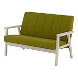 SATO セレノソファ 2人掛けストライプ 布グリーン 肘ホワイト