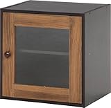 不二貿易 ウッドグラデーションボックス ガラス扉 2段 幅40cm ブラウン 96098