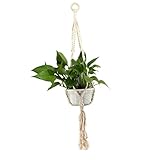 VORCOOL 植物ハンガー 吊るす植木鉢 マクラメ 麻縄 屋内屋外植物ホルダ ボヘミアン（ベージュ）