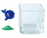 花市場直送便 ミニチュアガラス クジラB ディープブルー & カラーサンド グリーン & 植え込み用グラス ニューブロックS