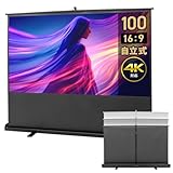 イーサプライ プロジェクタースクリーン 100インチ 16:9 自立式 床置き式 4K フルHD 高精細 ポールタイプ ケース一体型 大型 簡単設置 収納 ホームシアター EEX-PSY7-100HD