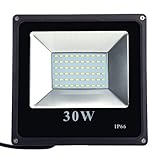 LED投光器 30W 薄型 黒ボディ 広角120度 3mコード IP65防水 作業灯 駐車場灯 省エネ フラッドライト 電球色