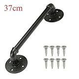 KING DO WAY 37cm 取手 つまみ ドアハンドル 引き出し アイアンパイプ 金属 ブラック 工業風 アンティーク調 ネジ入り