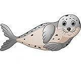 Wallmonkeys Cute Seal Cartoon Peel and Stick Wall Decals WM359237 (18 in W x 14 in H) [並行輸入品]