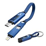 SUPERV cc16 3-in-1 キーリング 充電ケーブル 14cm | PD100W 急速充電 データ転送 変換 | マグネット 折りたたみ | USB-C to Type-C/ライトニング (14cm ブルー)