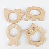 Mamimami Home 噛がため 噛固め ブナ 木製動物 4タイプ/4個/ゼント ベビーおもちゃ 可愛い 知育玩具 DIY ネックレス ガラガラ おしゃぶりのチェーン ペンダント出産祝い 新生児贈