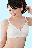 Sweet Mommy 【日本製】 ふわかる授乳ブラジャー オーガニックコットン100％ 大きいサイズ 4段階アジャスター コットン刺繍 チュールレース エアリーブラ ノンワイヤーブラジャー 単品 取
