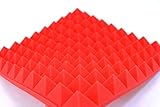 SOOMJ【ピラミッド型】1枚 レッド 吸音材 防音 吸音材質ポリウレタン 500mm×500mm 密度50K