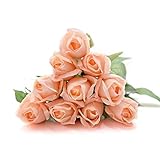 Kingdetector シャンパン色 高品質 ローズ バラの蕾 造花 ブーケ インテリア 本物 きれい 結婚式 お祝い (48pcs)