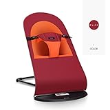 ベビーバウンサー 折りたたみ式 スリーピング 揺りかご 新生児 ピクニック ベッド ベビーシッターバランス メッシュ (ワインレッド)