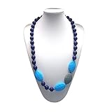 BiXonTM Baby Silicon Teething Necklace Large Flat Oval Beads And Round Colorful Beads Navy [並行輸入品]