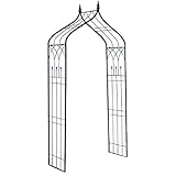 AHEART ガーデンアーチ アイアン バラ オジーアーチ 屋外 ゲート 幅広 庭 SI 409 ブラック