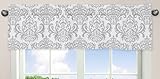 ダマスク印刷Window Valance forボーイズor Girlsイエロー、グレーとホワイトAveryティーン/子供用寝具
