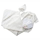 セーラー風デザイン 日本製 夏物素材 お宮参りベビードレス アフガン付き6点セット