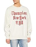[チャンピオン] トレーナー 長袖 綿100% 裏起毛 プラスチィゾルプリント オールドイングリッシュ ブラックレター ルーズフィット オーバーサイズ ヘビーウェイト クルーネックスウェットシャツ メンズカジュアル C3-W025 オートミール M