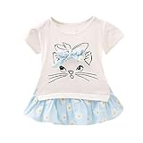 Dourabbi 子供服 赤ちゃん 女の子のドレス 漫画の猫 花 ドレス半袖 ドレスの服女の子 春 幼児 赤ちゃん 幼児 赤ちゃん 女の子 花 ストライプ トップス+ショートパンツ 子供 プリンセスド