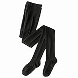 Spinas (スピナス) マタニティ コットン リブ編み タイツ 腹囲 サイズ 調整可 秋 冬 全４色（ライトグレー/ダークグレー/ブラック/ネイビー） (ブラック)