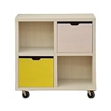 アルファタカバ キャスター付きシェルフフレンドお片づけボックス付き 80cm幅2×2 (イエロー、ピンク)