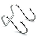 RuiLing 10枚パックダブルSシェイプフッククローム仕上げスチールSフック調理器具ユニバーサルキッチンフック頑丈な吊りフック – 複数の使用のバスルームタオル、ガーデン植物。