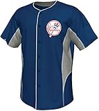 Majesticニューヨーク・ヤンキースユースXL ( 18 / 20 ) Buttom Up Front Jerseyシャツ – ネイビー&グレー