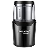 コーヒーミル 電動 コーヒーグラインダー S304ステンレス材質 200W ハイパワー 急速挽く 均一な粉末 安全安心 ワンタッチで自動挽き 掃除簡単 豆挽き カップ取外して水洗い可 掃除用ブラシ 日本語説明書 3年間保証 LINKChef CG-9220