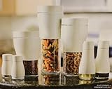 ブルーHarborガラスストレージJar Set withホワイトメタルスリーブ、7ピース