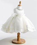 CHD 子供 ドレス ワンピース ホワイト　フォーマル キッズ ベビー　大きなリボン 上質なオーガンジー素材　結婚式 演奏会 ピアノ 発表会 女の子 ファション　結婚式 卒園式 (110cm)