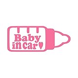 哺乳瓶 Baby in car カッティング ステッカー ピンク 桃