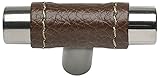 Atlas Homewares 288-OW/CH Zanzibar Collection 1.9-Inch Brown Leather Knob, Polished Chrome [並行輸入品]