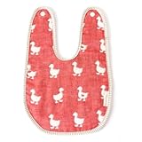 【Hanzam Cocoa（ハンザムココア）】【fuwara】 6重ガーゼ ベビースタイ ビブ よだれかけ 保育園 ガーゼ エプロン 幼児 タオルガーゼ ギフト 出産祝い あひる レッド（おなかけっと