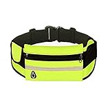 Ajusen 運動用 ウエストバッグ ウエストポーチ 小物収納 鍵が入るポケッと付き ランニング用ベルト 防水 (シルバーグリーン)