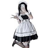 [Umeloeo] メイド服 コスプレ ショート丈 豪華 セット メイド エプロン かわいい メイドコスチューム 仮装 コンカフェ ロリータ ドレス アリス風 人気 パーティー レディース メンズ 文化祭 学園祭 衣装 (XL)