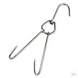 MagiDeal 4個 ステンレススチール スイベル 肉 フック リング ブッチャーフック キッチンツール 0.59x37cm