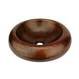 Premier Copper Products PVRDW15 15-Inch Premium Blooming Vessel Hammered Copper Sink, Oil Rubbed Bro
