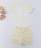 iTimes子ども前開きセット　室内着　ベビールームウェア　部屋着　子供ウェア通気性 やわらかい肌触り　綿100％　絹モスリン (73, 黄)