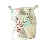 bestomz LargeストレージバスケットLaundry Hamper Foldingおもちゃストレージコンテナオーガナイザーバスケット – サイズM (ピンクTriangle Deer )