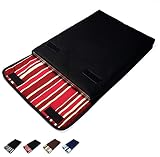 suono レッツノートFV ケース タテ型 (ブラック・ボルドーストライプ) ハンドメイド 日本製