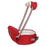 らくらく 赤ちゃん 抱っこひも ベビーキャリア 疲れにくい 腰ベルト メッシュ ウエストポーチ 4WAYタイプ 便利 新生児 出産祝い (レッド)