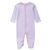 エルフ ベビー(Fairy Baby)足つきロンパース ベビー服 つなぎ カバーオール 長袖 10-12M しま柄 ピンク