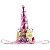 Lovoski キッズ　ベビー　可愛い　誕生日　パーティー　ホーン型　髪飾り　ヘアバンド　ヘアアクセサリー　ギフト　全6色 - ピンク
