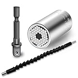 万能ソケット SENHAI 1/4 インチ - 3/4 インチ 万能 ソケットレンチ 1/4インチ 六角ドライバー と ソフトシャフト 付