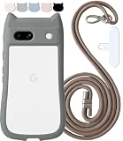 shinyle ケース 対応 ピクセル7a ケース クリア 猫耳 ショルダー ストラップ付き 7A 可愛い スマホケース for pixel7a ショルダー おしゃれ 透明 耐衝撃 ケース 韓国 携帯ケース 首掛け 肩掛け 斜めかけ ワイヤレス充電 ねこみみ ぐーくるカバー ショルダーケース7aカバー 滑り止め