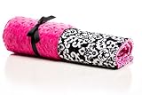 Elonka Nichole Baby Girl Black Original Mimi Receiving Blanket, Damask, Black/White/Hot Pink by Elon