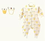 2way仕様 6重ガーゼスリーパー 袖外せる ベビー 秋冬用 長袖 オールーシーズン使用可能 (L, クラウン)