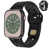 [AIYYXX] アップルウォッチ バンド 44mm 45mm 49mm 42mm 41mm 40mm 38mm 夏 涼しい エコみシリコン製の 対応 apple watch バンド 数値様式流行の設計 通気 防汗 スポーツシリコンスト長さ調整可能 い おしゃれ シリコン交換ベルト アップルウォッチ バンド 女性メンズ人気 appleウォッチ バンド（38/40/41mm,ブラック）