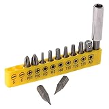 六角シャンク ドライバービット 延長ロッド付き 1/4" イエロー 12個入りセット