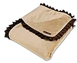 Trend Lab Velour Blanket with Trim, Caramel with Chocolate Satin