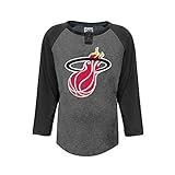 NBA Miami Heat 3 / 4スリーブジャージーボタンTシャツ, Large , Char Heather /ブラック