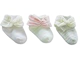 3足組新生児ソックス リボン 7cm - 9cm